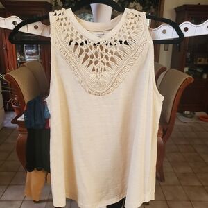 Maurices Cream Crochet Detail Tank Top